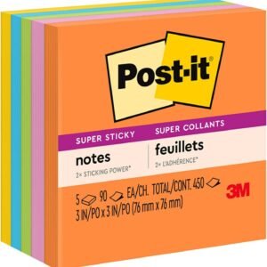 Post-it Super Sticky Notes, 3 in. x 3 in., Energy Boost Collection, 14 Pads/Pack