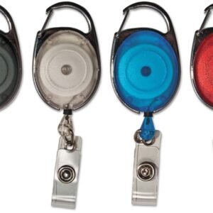 Advantus - Carabiner-Style Retractable ID Card Reel, 30" Extension, Assorted Colors - 20/PK