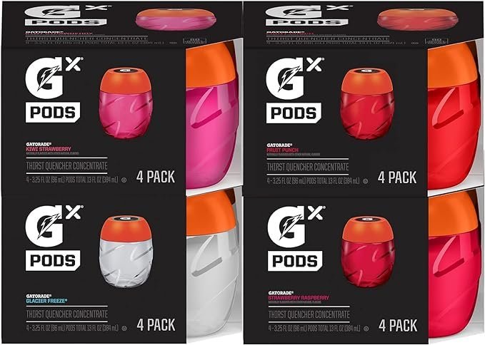 Gatorade GX Bottle with GX Thirst Quencher Concentrate Pods, 4 Pack (Choose Color/Flavor)
