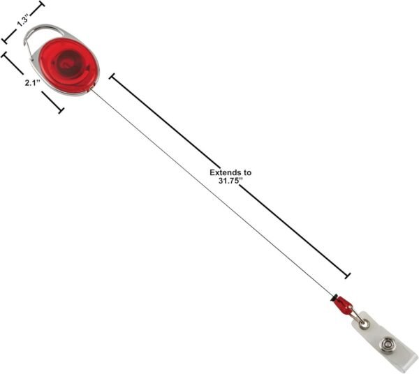 Advantus - Carabiner-Style Retractable ID Card Reel, 30" Extension, Assorted Colors - 20/PK