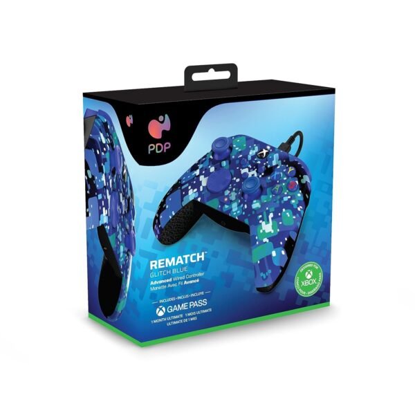PDP Gaming REMATCH Advanced Wired Controller for Xbox Series X|S/Xbox One/PC, Customizable, App Supported - Glitch Blue