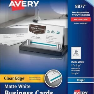Avery True Print Clean Edge Business Cards, Inkjet, 2 x 3 1/2, White, 200/Pack