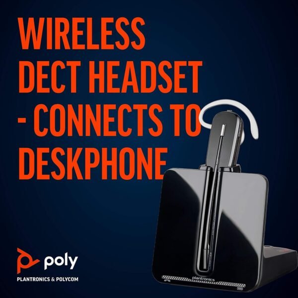 Plantronics - CS540 Wireless DECT Headset (Poly) - Single Ear (Mono) Convertible (3 wearing styles) - Connects to Desk Phone - Noise Canceling Microphone