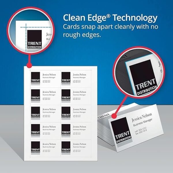 Avery True Print Clean Edge Business Cards, Inkjet, 2 x 3 1/2, White, 200/Pack