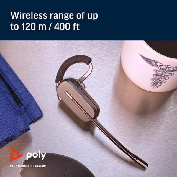 Plantronics - CS540 Wireless DECT Headset (Poly) - Single Ear (Mono) Convertible (3 wearing styles) - Connects to Desk Phone - Noise Canceling Microphone