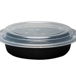 Black round container 16 oz - 150 Ct