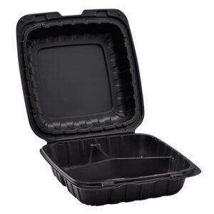 Genpak SN 203 3L Foam Hinged Lid Container - 3 Compartment - 200 Case