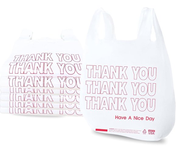 T Sack White Thank You Bag - Large 11.5 x 6.5 x 21 -1000Case