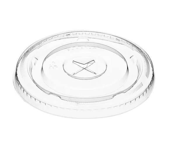 Clear Pet Lid Flat - 32oz - 107mm - Straw Slot - 500/CS