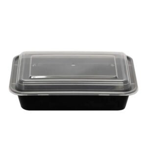 Durable 24 oz Black Rectangle Container