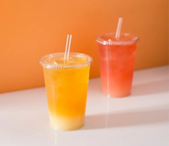 Clear Pet Lid Flat - 32oz - 107mm - Straw Slot - 500/CS