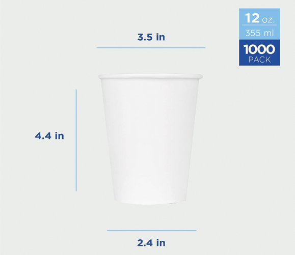 White Poly Paper Hot Cup 12 oz - 1000/CT