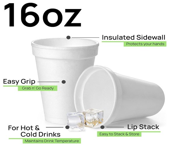 Convermex 16 oz Foam Cup - 16B16 - 500/CS