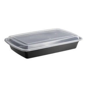 Durable 58 oz Black Rectangle Container
