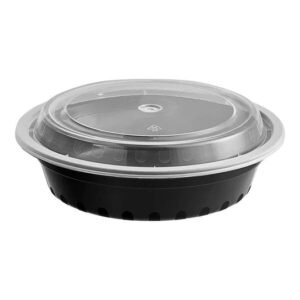 Sleek 24 oz Black Round Container