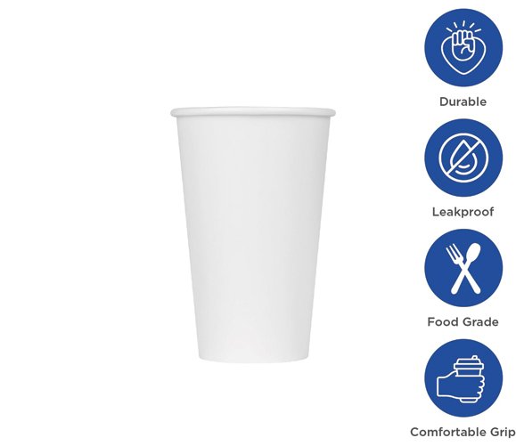 White Poly Paper Hot Cup 12 oz - 1000/CT