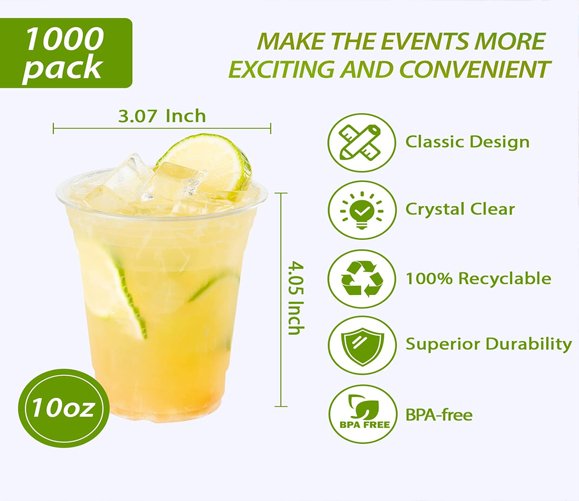 Translucent Plastic Cold Cup 10 oz - 1000/case