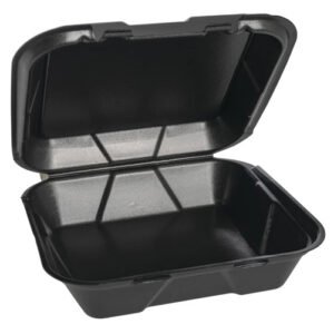 Genpak SN 200 3L Foam Hinged Lid Container - 1 Compartment - 200 Case