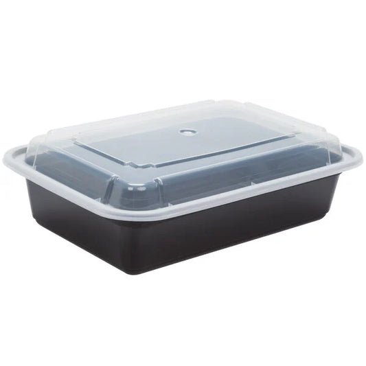 Durable 38 oz Black Rectangle Container