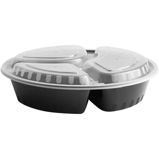 Durable 33 oz Black Round Container