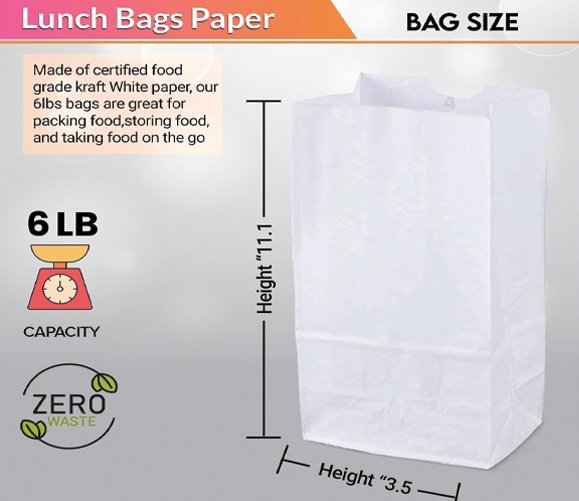 White Paper Bag 6 lb 500/CS
