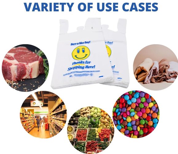 T Shirt Bag Happy Face Large - 800/Case