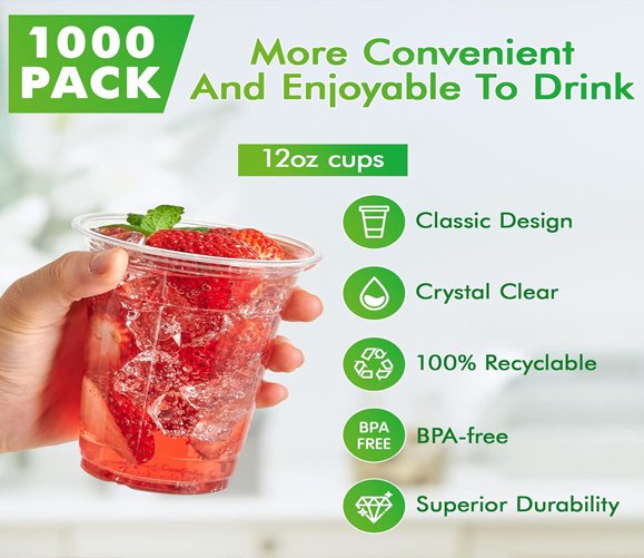 Clear Pet Cup 12oz - 98mm - 1000Case