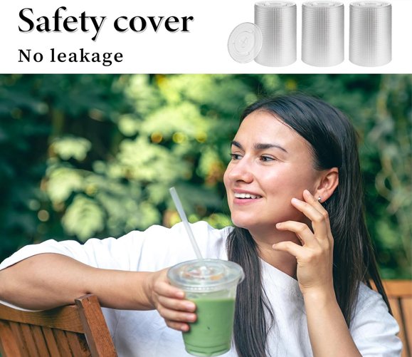 Clear Pet Flat Lid - 16/20/24oz - 98mm Straw Slot - 1000/CS