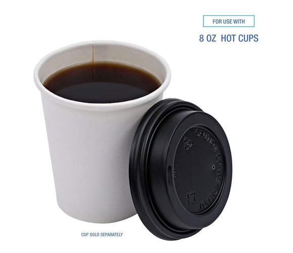 Hot Paper Cup Travel Lid Black 8 oz - 1000/case