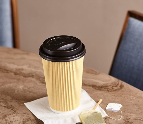 Hot paper cup Travel Lid Black 10-24 oz - 1000/case