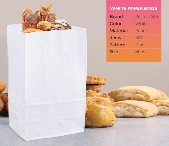 White Paper Bag 6 lb 500/CS