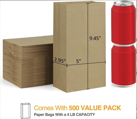 Brown Paper Bag 4 LB 500/CS