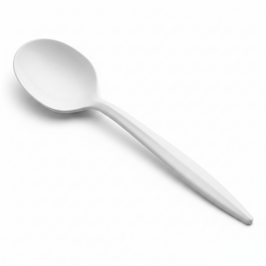 Sleek White Medium Soup Spoon Set