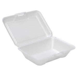 Microwavable White Plastic Hinged Lid 1 Comp CS 9001