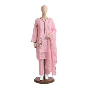 Blush Pink Cotton Suit with Georgette Dupatta -3PC